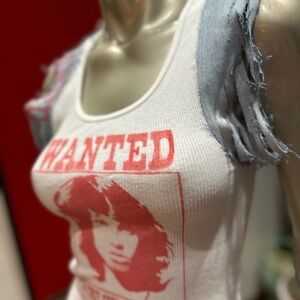 JIM MORRISON Wanted Poster graffiti denim sleeve distressed original tank top M